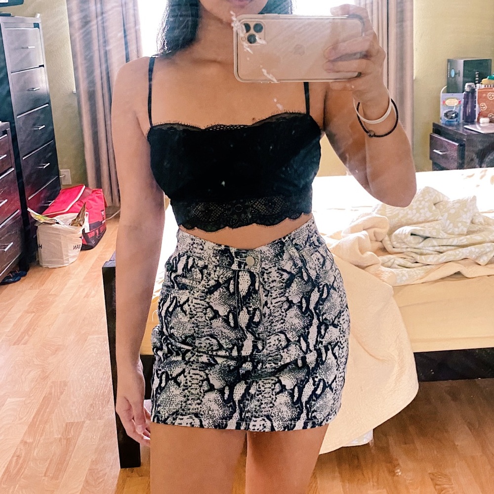 Snakeskin Print Skirt - Shein